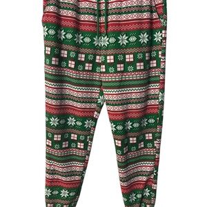 Festive Red and Green Holiday Fleece Pajama Pants